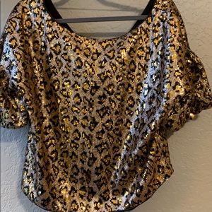 Sequin cheetah top
